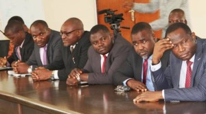 Jiti Ogunye (first right) and other lawyers during the visit to the EFCC