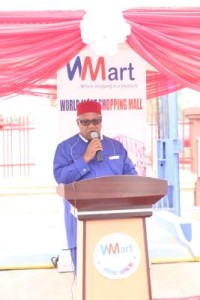 Chief F.M. Ogugua, Chairman of World Mart Shopping, giving his welcome address