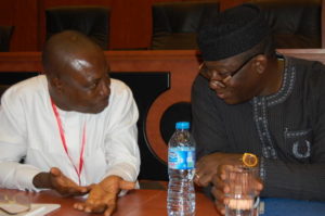 From left Professor Oshita Oshita, Director General, Institute for Peace and Conflict Resolution and Dr. Kayode Fayemi, Hon. Minister for Mines and Solid Minerals Development. Pic: IPCR