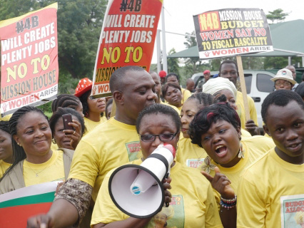 Nigerian Women Protest $27ml 1st Lady Mission House, Call for Scrapping of “First Lady” Office