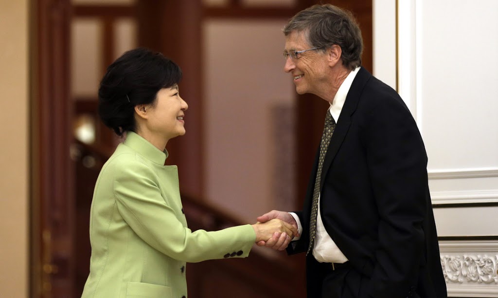 Bill Gates' handshake with South Korea's Park sparks debate