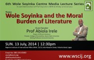 6th Wole Soyinka Centre Media Series: Celebrating Prof Wole Soyinka @ 80! Lagos, 13 July, 2014