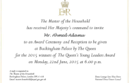 Nigeria's Ahmed Adamu invited by Her Majesty Queen Elizabeth II to the 2015 Queen's Young Leaders Award