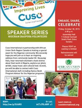 Nigerian Diaspora Volunteer Speaker Series: Cuso International & African Union Sixth Region Canada host Nigerian community in Toronto
