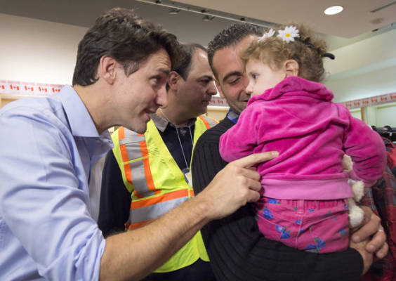 Canadian PM, Justin Trudeau, welcomes Syrian refugees to Canada with open arms