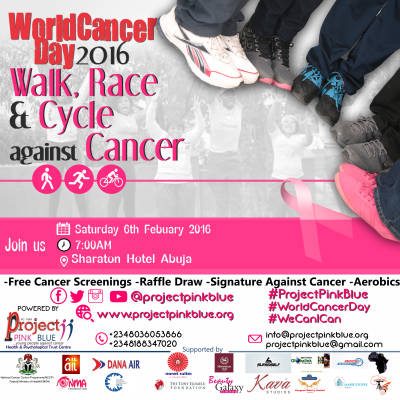World Cancer Day 2016: Join the Walk, Race & Cycle against cancer #WorldCancerDay2016 #ProjectPinkBlue #WeCanICan @projectpinkblue