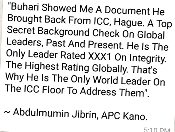 Fake viral news about Buhari’s ICC Secret “Integrity” Dossier