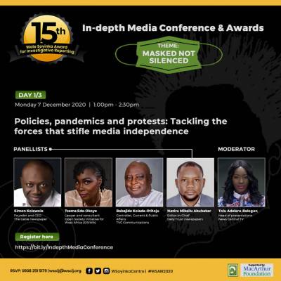 Eight Journalists, Bonuola and Falana for 15th Wole Soyinka Award for Investigative Reporting